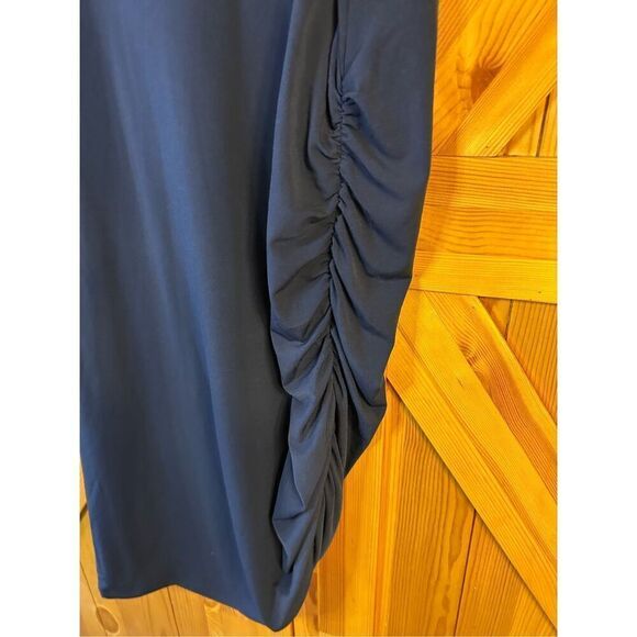 Michael Kors Dress Navy Blue Short Sleeve V-Neck Size Large nwt Rushed Side/Slee - Picture 2 of 7